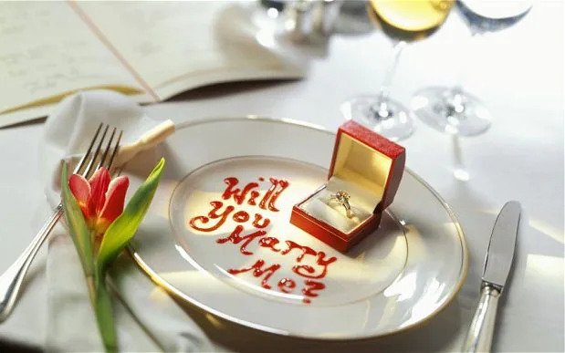 Marriage proposal during dinner